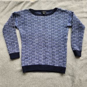 J. Crew Navy and White Textured Sweater